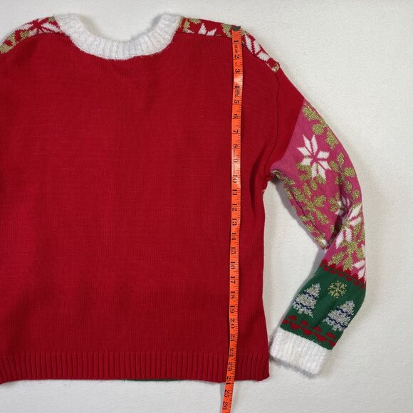 Holiday Time Festive Ugly Christmas Sweater Crew Neck Long Sleeves Size L - Picture 11 of 15